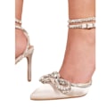 Miniatyrbild 2 av 2: Where's That From Dam/Dam Fanen Bow Diamante Stiletto Hee Silver 8 UK
