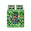 Miniatyrbild 1 av 2: Minecraft Blocks Påslakanset Dubbel Grön/Flerfärgad Green/Multicoloured Double