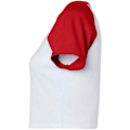 Miniatyrbild 3 av 3: Bella + Canvas Dam/Dam Micro-Rib Raglan Crop Top XS Vit White/Red XS