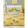 Miniatyrbild 1 av 2: Rapport Dolly Dachshund Påslakan Set Enkelsäng Gul/Grå Yellow/Grey Single