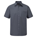 Miniatyrbild 1 av 4: Russell Collection Herr Kortärmad Poly-Cotton Easy Care Poplin Convoy Grey 14.5-15