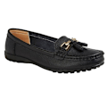 Miniatyrbild 2 av 4: Boulevard Dam/Damer Action Läder Tofs Loafers 6 UK Svart Black 6 UK