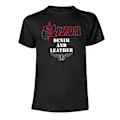 Miniatyrbild 1 av 3: Saxon Unisex Vuxen Denim Och Läder T-Shirt L Svart Black L