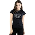 Miniatyrbild 2 av 6: Wonder Woman Dam T-shirt i bomull med sköld, XXL, svart Black XXL