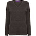 Miniatyrbild 2 av 4: Henbury Dam/Damer 12 Gauge Fint Stickat V-Ringad Tröja / Sweatshirt Grey Marl M