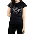 Miniatyrbild 1 av 6: Wonder Woman Dam/Dam T-shirt i bomull med sköld XL Svart Black XL