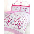 Miniatyrbild 3 av 3: Flutter Butterfly Påslakan Set Enkelsäng Vit/Rosa/Grå White/Pink/Grey Single