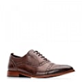 Miniatyrbild 1 av 5: Base London Herr Cast Washed Snörning Läder Brogue Sko 12 UK Brown 12 UK