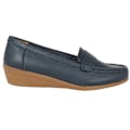 Miniatyrbild 2 av 3: Good For The Sole Dam/Kvinnor Niamh Läder Bred Loafers 4 UK Navy 4 UK