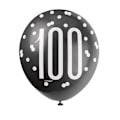 Miniatyrbild 2 av 4: Unika festålders 100 Glitz latexballonger (30-pack) En storlek Black/White/Grey One Size