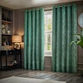 Miniatyrbild 1 av 3: Paoletti Gatsby Jacquard Öglettgardiner 168cm x 183cm Smaragd Emerald 168cm x 183cm