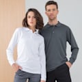 Miniatyrbild 2 av 2: Henbury Coolplus Moisture Wicking Långärmad Poloskjorta X för Herr White XL