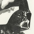 Miniatyrbild 1 av 2: Star Wars Sketch Darth Vader inramad duktryck 30cm x 30cm Vit White/Black 30cm x 30cm