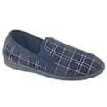 Miniatyrbild 1 av 2: Sleepers Herr Dale Rutig Velours Tofflor 6 UK Marinblå Navy 6 UK