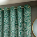 Miniatyrbild 2 av 3: Paoletti Gatsby Jacquard Öglettgardiner 168cm x 137cm Smaragd Emerald 168cm x 137cm