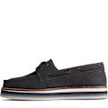 Miniatyrbild 3 av 6: Sperry Womens/Ladies Authentic Original Stacked Leather Boat Sh Black 4 UK