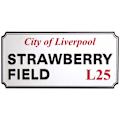 Miniatyrbild 1 av 2: Rock Off Strawberry Field Liverpool Skylt Präglad Kylskåpsmagnet White/Black/Red One Size