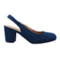 Miniatyrbild 1 av 3: Where's That From Edith Slingback-skor i mocka för kvinnor/damer, bred blockklack Navy 4 UK Wide