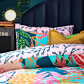 Miniatyrbild 2 av 2: Furn Coralina Palm Leaf Påslakanset Enkelsäng Flerfärgad Multicoloured Single