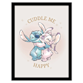 Miniatyrbild 1 av 2: Lilo & Stitch Cuddle Me inramad poster 40cm x 30cm Rosa/Blå Pink/Blue 40cm x 30cm