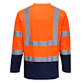 Miniatyrbild 2 av 2: Portwest Herr Kontrast Bomull Hög Synlighet Komfort Långärmad T-shirt Orange/Navy XL