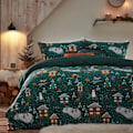 Miniatyrbild 1 av 2: Furn Winter Pines Fleece Påslakan Set Enkelsäng Tallgrön Pine Green Single