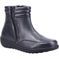 Miniatyrbild 1 av 4: Fleet & Foster Dam/Damer Marocko Dubbel Dragkedja Läder Ankel Boots Navy 7 UK
