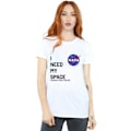 Miniatyrbild 2 av 3: NASA Dam/Kvinnor Jag Behöver Mitt Utrymme Bomull Pojkvän T-shirt M W White M