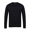 Miniatyrbild 1 av 4: Henbury Herr Bomull Akryl V-ringad Sweatshirt L Svart Black L