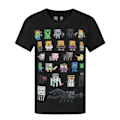 Miniatyrbild 1 av 4: Minecraft Officiell Pojkar Sprites Karaktärer T-shirt 12-13 År Black 12-13 Years