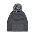 Miniatyrbild 2 av 2: Beechfield Unisex Adult Snowstar Patch Beanie One Size Graphite Graphite Grey/Light Grey One Size