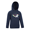 Miniatyrbild 4 av 4: Mountain Warehouse Barn/Flickor Unicorn Glitter Regnbåge Hoodie Navy 9-10 Years