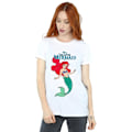 Miniatyrbild 2 av 3: Disney Dam/Kvinnor Den Lilla Sjöjungfrun Line Ariel Bomull Pojkvän T-Shirt White 3XL