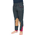 Miniatyrbild 1 av 3: Little Rider Girls Riding Star Collection Denim Jodhpurs 5-6 år Navy/Burgundy 5-6 Years