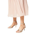 Miniatyrbild 3 av 3: Good For The Sole Dam/Dam Sana Strappy Bred Stiletto Klack Häl Sandaler Gold 6 UK
