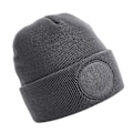 Miniatyrbild 1 av 2: Beechfield Rund Stickad Mössa med Patch, One Size, Grafitgrå Graphite Grey One Size