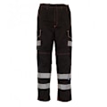 Miniatyrbild 1 av 2: Yoko Hi-Vis Cargo-byxor för män med knäskyddsfickor 32 tum långa Black 32in Long
