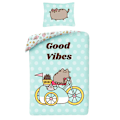 Miniatyrbild 1 av 2: Pusheen Good Vibes Bomullstäcke Set Enkelsäng Mintgrön Mint Green Single