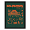 Miniatyrbild 1 av 3: Rick And Morty Portal Hop Inramad Tryck 40cm x 30cm Grön/Orange Green/Orange 40cm x 30cm