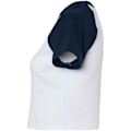Miniatyrbild 3 av 3: Bella + Canvas Dam/Kvinnors Micro-Rib Raglan Crop Top XS Vit White/Navy XS
