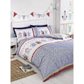 Miniatyrbild 1 av 2: Rapport Beach Hut Påslakan Set Enkelsäng Blå/Vit/Röd Blue/White/Red Single