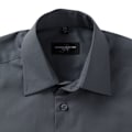 Miniatyrbild 5 av 6: Russell Collection Herr Långärmad Poly-Cotton Easy Care Skräddarsydd Poplin Convoy Grey M