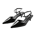 Miniatyrbild 1 av 3: Where's That From Dam/Damer Malta Lackläder Spetsiga Kitten Heel Sandaler 3 UK Svart Black 3 UK