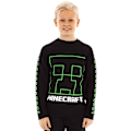 Miniatyrbild 5 av 5: Minecraft Creeper Face Sweatshirt för pojkar 11-12 år Svart Black 11-12 Years