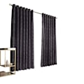 Miniatyrbild 1 av 3: Furn Himalaya Jacquard Design Öglettgardiner (Par) 168x137cm Navy 168x137cm