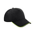 Miniatyrbild 1 av 2: Beechfield Authentic Piped 5 Panel Cap One Size Svart/Lime Grön Black/Lime Green One Size