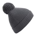 Miniatyrbild 1 av 3: Beechfield Unisex Engineered Knit Ribbed Pom Pom Beanie One Size Graphite Grey One Size