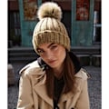 Miniatyrbild 2 av 2: Beechfield Unisex Fur Pop Pom Chunky Beanie One Size Biscuit Be Biscuit Beige One Size