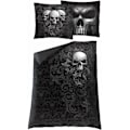 Miniatyrbild 1 av 3: Spiral Direct Skull Scroll Påslakan Set Enkelsäng Svart Black Single