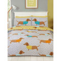 Miniatyrbild 2 av 2: Rapport Dolly Dachshund Påslakan Set Enkelsäng Gul/Grå Yellow/Grey Single